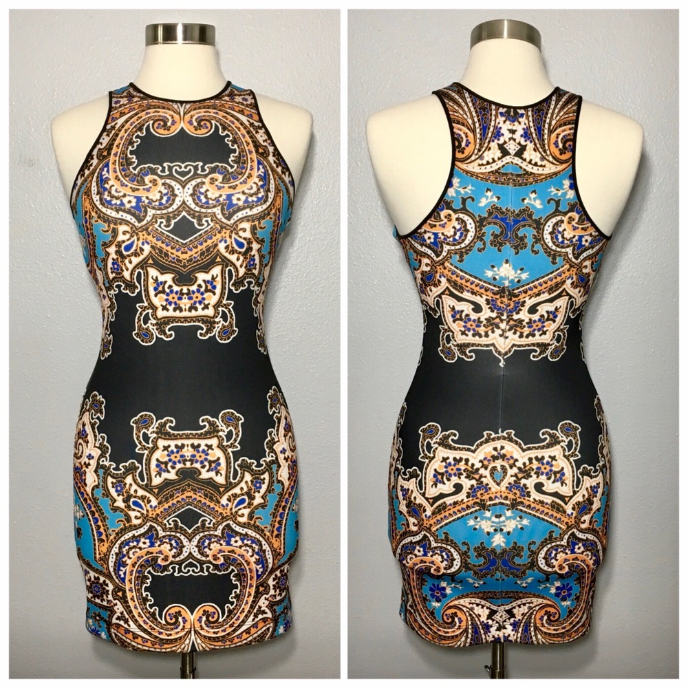 Clover Canyon Muti-Print Body-Con Dress Small